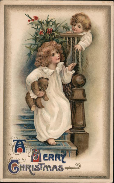 Two Children on Stairs: A Merry Christmas Samuel L. Schmucker