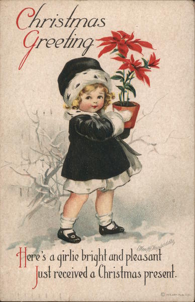 Christmas Greeting Here's a Girlie Bright And Pleasant Just Received A Christmas Present