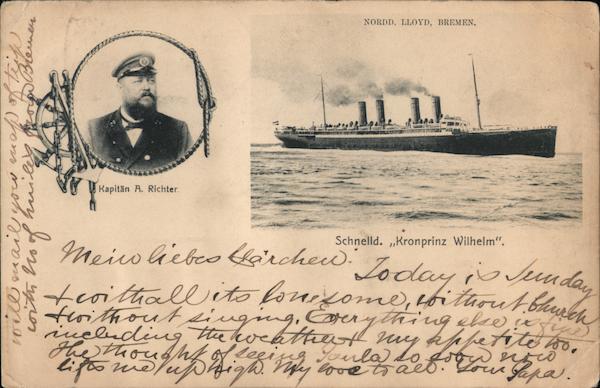 Nordd, Lloyd, Bremen, Kapitan A. Richter, Scnelld Kronprinz Wilhelm