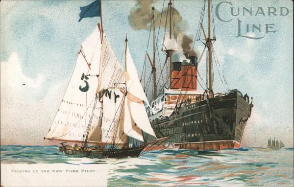 Cunard Line Picking Up The New York Pilot Steamers