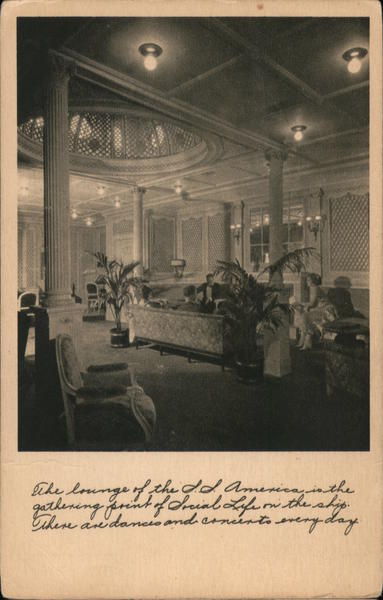 The Lounge of the S.S. America Is The Gathering Poing of Social Life On The Ship. There Are Dances And Concerts Everyday