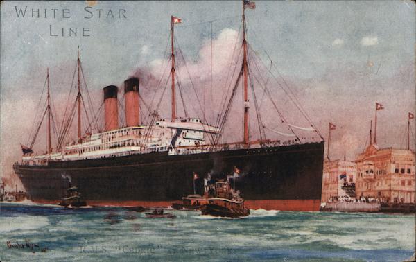 White Star Line R.M.S. Cedric At New York Steamers