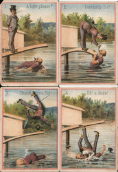 Set of 4: Great Atlantic & Pacific Tea Company Swimming Comic Trade Card