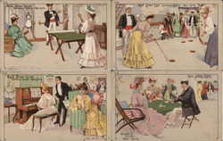 Rare Lot of 4: Red Star Line Series Games Onboard Postcard