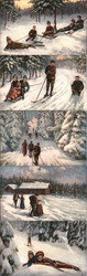 Lot of 5: Winter Sports Series Skiing Postcard