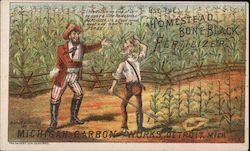 Homestead Bone Black Fertilizer: Two Men Comparing Fields Trade Card