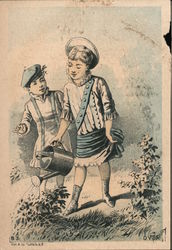 Dr. Fenner's Soothing Syrup Girl and Boy Watering Plants Trade Card
