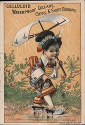 Celluloid Waterproof Collars, Cuffs, & Shirt Bosoms Trade Card
