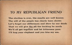 To My Republican Friend - Eisenhower Election Postcard