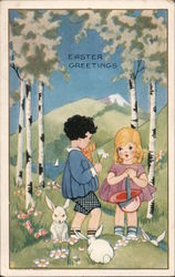 Easter Greetings With Children Postcard Postcard Postcard