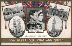 Coronation Souvenir: God Bless Our King and Queen Postcard