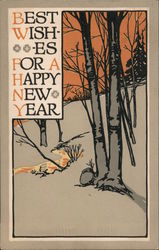Arts & Crafts Style Best Wishes For A Happy New Year Postcard