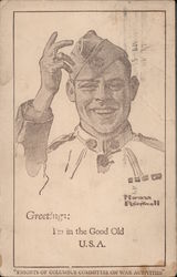 Soldier Drawing by Norman Rockwell Postcard