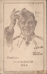 Soldier Drawing by Norman Rockwell World War I Postcard Postcard Postcard