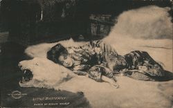 Evelyn Nesbit Little Butterfly Napping On Bearskin Rug in Robe Postcard