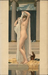Nude Woman Posting by Bath Risque & Nude Postcard Postcard Postcard