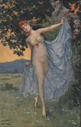 Vision Nude Female Wearing Blue Skirt Postcard