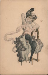 Woman in Can Can Costume Postcard
