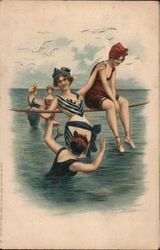 Five Women in a Swimming Hole Postcard