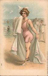 Woman in Bathing Costume Postcard