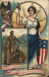 Abraham Lincoln Presenting the Proclamation of Freedom to a Slave Postcard