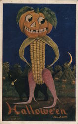 Hallowe'en Corncob JOL Halloween Bernhardt Wall Postcard Postcard Postcard