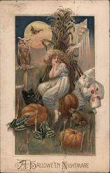 A Hallowe'en Nightmare Clowns Halloween Samuel L. Schmucker Postcard Postcard Postcard