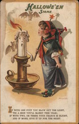 Halloween Signs If With One Puff You May Blow Out The Light, 'Tis A Sign You'll Be Marry This Year Postcard