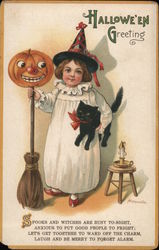 Hallowe'en Greeting Spooks and Witches Are Busy To-Night, Anxious To Put Good People To Fright Halloween Aleinmuller Postcard Po Postcard