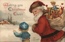 Wishing You Christmas Cheer Santa Claus Ellen Clapsaddle Postcard Postcard Postcard