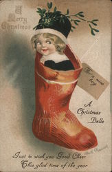 A Merry Christmas For A Nice Boy A Christmas Belle Just To Wish You Good Cheer This Glad Time Of The Year Postcard