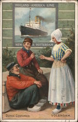 Holland-America Line New York Rotterdam Dutch Costumes Volendam Postcard