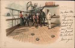 People Playing Shuffleboard on Boat Deck Postcard
