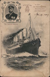 An Bard des Doppelechrauban-Schneildampfers "Deutschland" Steamers Postcard Postcard Postcard