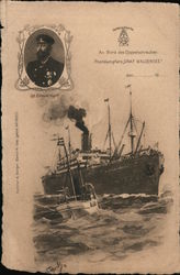 An Bord des Doppelschrauben Postdamfers, Graf Waldersee Postcard