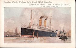 Canadian Pacific Railway Co.'s Royal Mail Steamships "Empress of Britain' and "Empress of Ireland" 14,500 Tons 18,000 HP Steamer Postcard