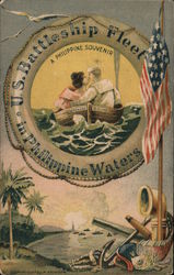 US Battleship Fleet in Philippine Waters Military Postcard Postcard Postcard
