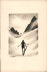 Skier Silloutte Skiing Postcard Postcard Postcard