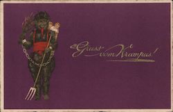 Rare Krampus in Chains: Gruss von Krampus! Postcard