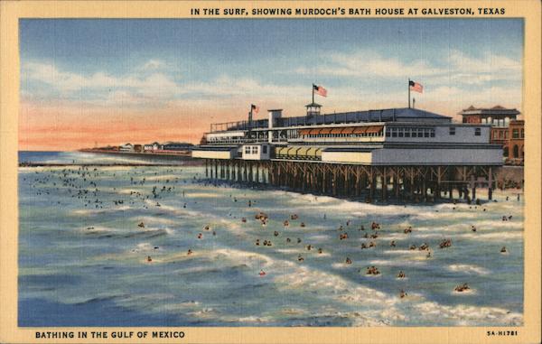 In the Surf, Showing Murdoch's Bath House Galveston Texas
