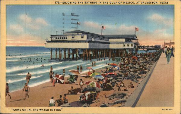 Enjoying the Bathing in the Gulf of Mexico Galveston Texas