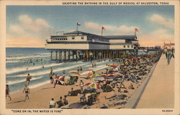 Enjoying the Bathing in the Gulf of Mexico Galveston Texas