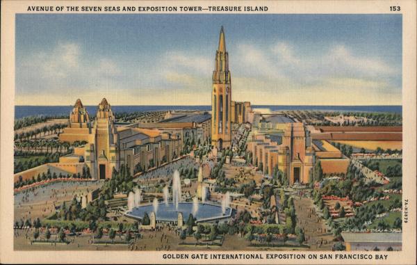 Avenue of the Seven Seas and Exposition Tower - Treasure Islan San Francisco California