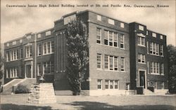 Junior High School Building Located at 5th and Pacific Ave. Osawatomie, KS Postcard Postcard Postcard