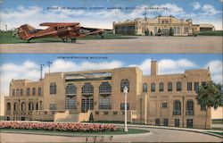 Scene at the Municipal Airport Hanger - Administration Building Wichita, KS Postcard Postcard Postcard