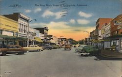 The Busy Main Street Springdale, AR Hubert L. Musteen Postcard Postcard Postcard