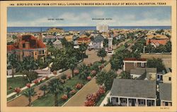 Bird's-Eye View from City Hall Looking Towards Beach and Gulf of Mexico Galveston, TX Postcard Postcard Postcard