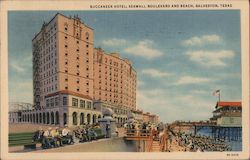 Buccaneer Hotel Seawall Boulevard and Beach Galveston, TX Postcard Postcard Postcard