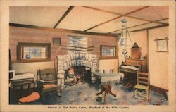 Interior of Old Matt's Cabin Shepherd of the Hills Country Postcard
