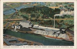 Aeroplane Photograph of Portland Cement Company Plant Manitowoc, WI Postcard Postcard Postcard